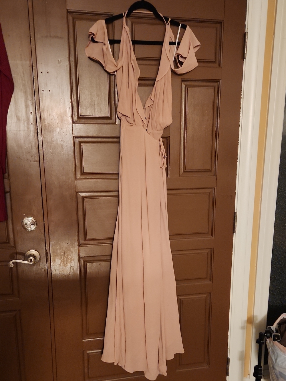 Reformation Tan Ruffle Deep-V Maxi Dress - Picture 3 of 6